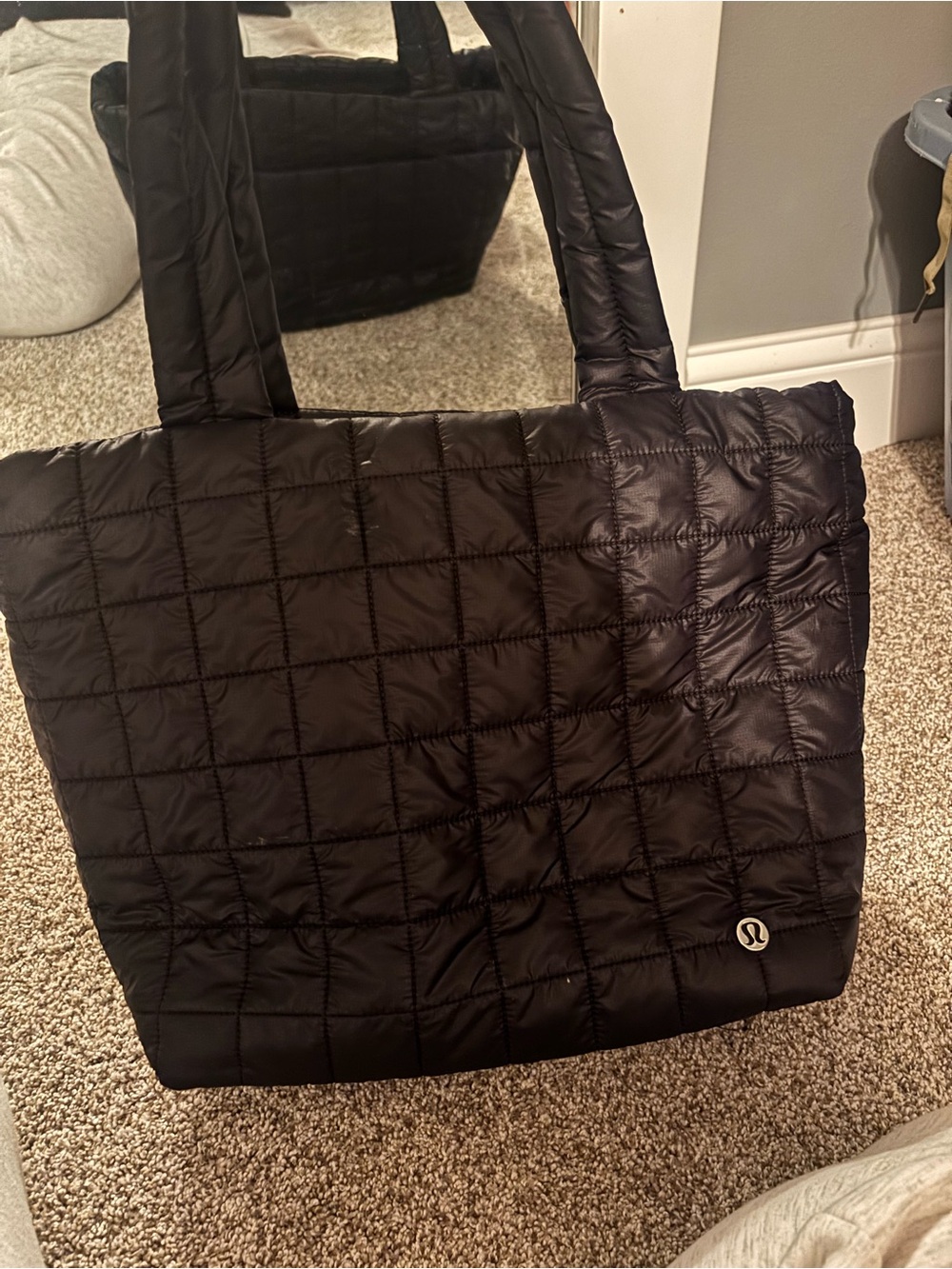 lululemon athletica Black Quilted Puffer Tote